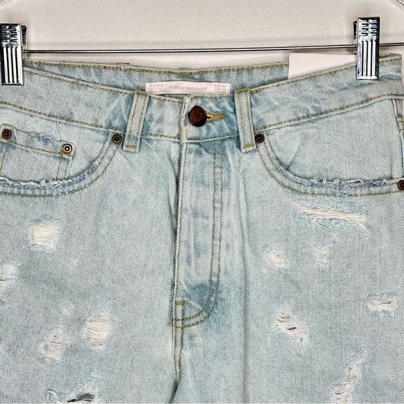 Zara denim‎ jean ripped distressed mom shorts 100% cotton NEW NWT - Picture 2 of 9